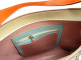 Makoto tote with cross body shoulder strap dusty Pink with Orange pop